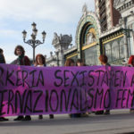 Euskal Herriko Emakumeon Mundu Martxako plataformaren elkarretaratzea Bilbon.