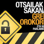 Sakanako Greba Orokorra iragartzen duen kartela.