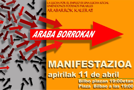 LAB llama a participar y apoyar la manifestación convocada por la iniciativa Araba Borrokan este próximo jueves día 11 de abril