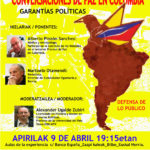 Cartel anunciados del Encuentro-Caf&eacute; pol&iacute;tico sobre las Conversaciones de Paz en Colombia que se celebrar&aacute; el pr&oacute;ximo 9 de abril en Bilbo.