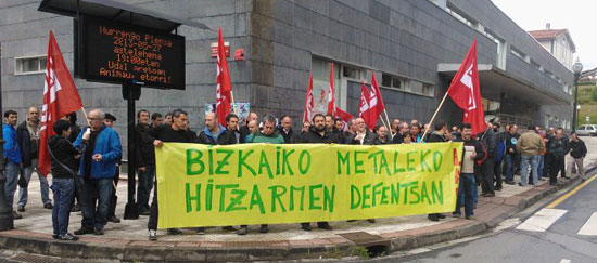 Metalgintzako Bizkaiko delegatuen batzarra eta mobilizazioa hitzarmenaren alde