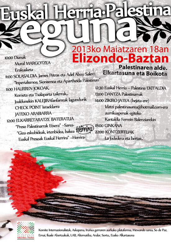 Euskal Herria – Palestina Eguna Elizondon maiatzaren 18an