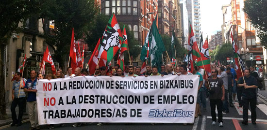 Exitosa jornada de paro en Bizkaibus contra la reducción de servicios y a favor del empleo