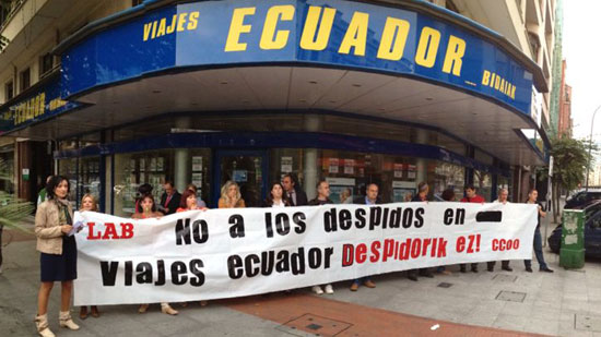 Nueva protesta de la plantilla de Viajes Ecuador contra el ERE