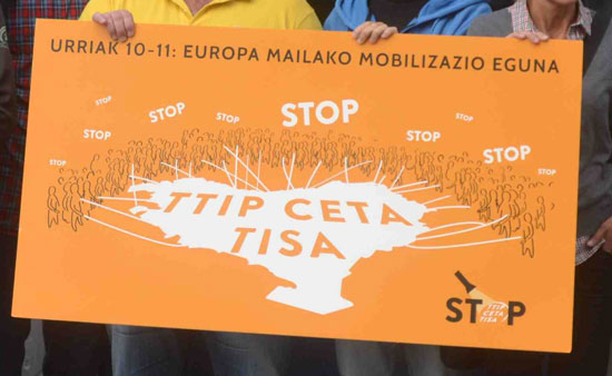 Urriak 10-11: TTIP, CETA, TISAri Europa mailan STOP esateko mobilizazio eguna