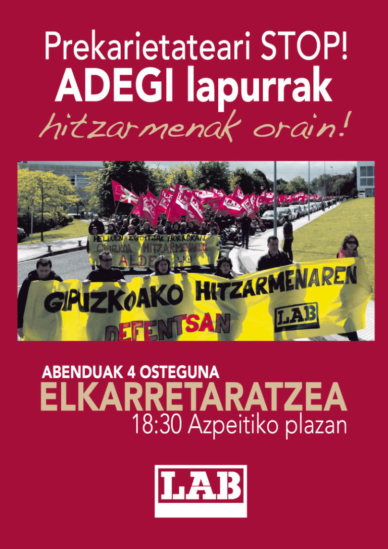 Gipuzkoako metalgintzako hitzarmenen alde Azpeitian izango da bihar LAB