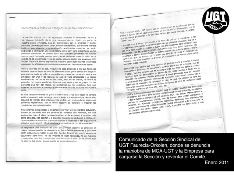 Comunicado de LAB ante los sucesos en Faurecia-Orkoien (27-III-2015)