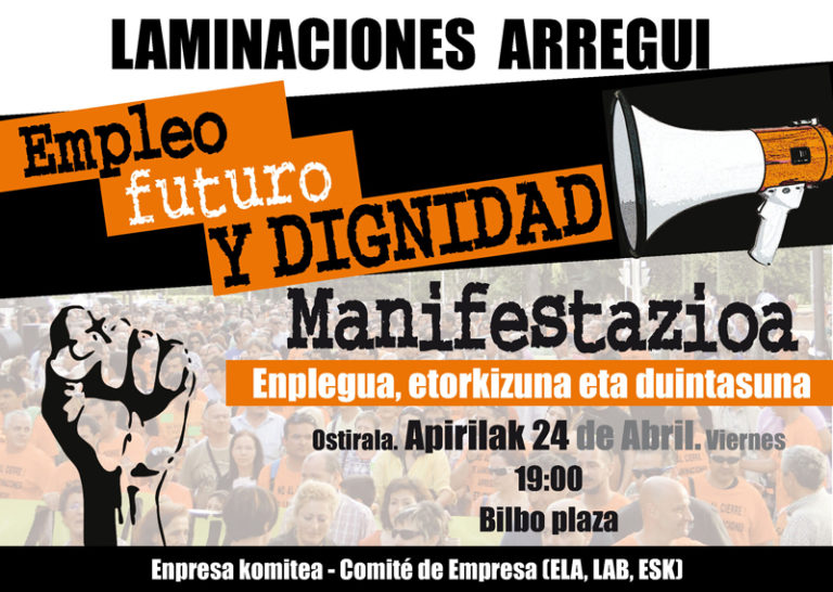 Manifestación el 24 de abril por el empleo en Laminaciones Arregui
