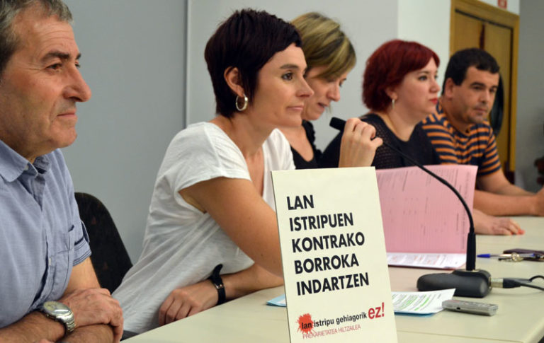 ELA, LAB, ESK, STEILAS, EHNE eta HIRU sindikatuok lan istripuen aurkako borroka indartzeko akordioa berretsi eta indartu dugu