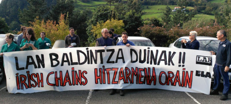 Irish Chains-eko langileek lan uzteak egingo dituzte lan hitzarmenaren alde