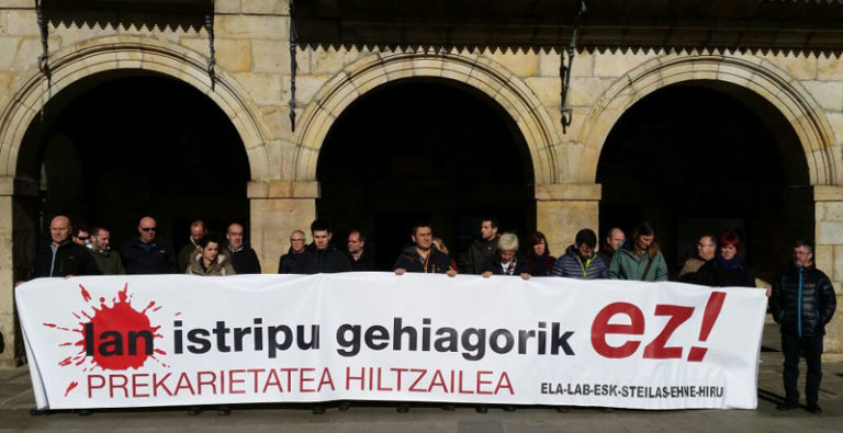 Mobilizazioak Barakaldon prekarietatearen aurka, istripuz hildako azken langilearen heriotzaren aurrean