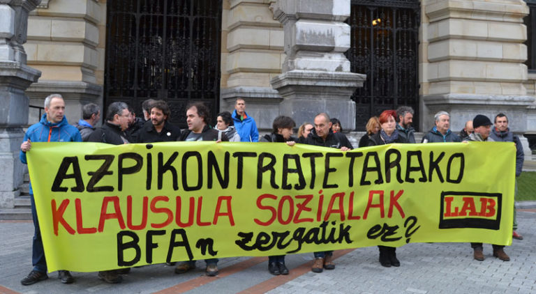 Azpikontratetan enplegua eta lan-baldintza duinak bermatu behar dira