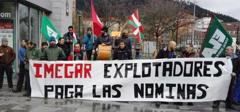 Imegar SAko langileek mobilizazioa egin dute atzeratutako nominak ordaintzea exijitzeko