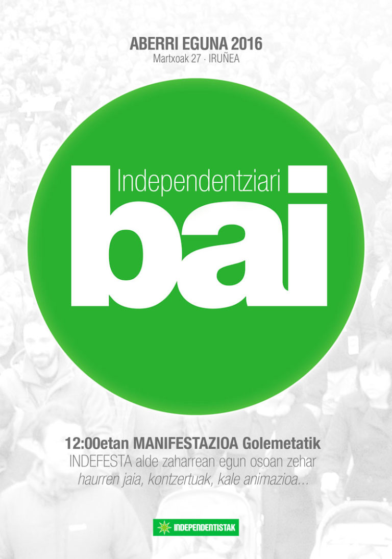 Mugi gaitezen, independentziaren bidean, mobiliza gaitezen Aberri Egunean