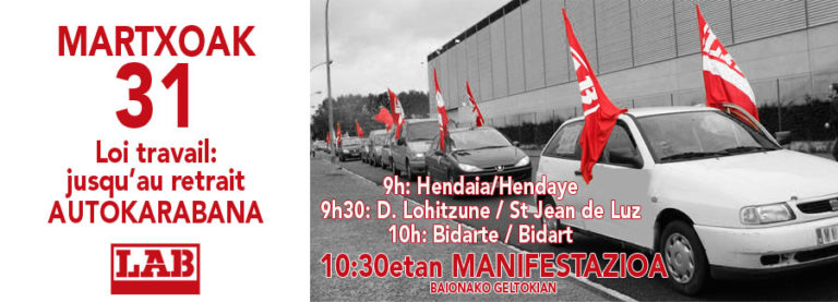 Greba eguna Ipar Euskal Herrian Parisek lan erreforma erretira dezan