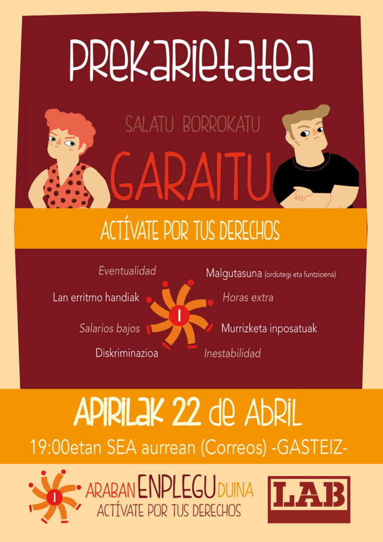 Apirilak 22, prekarietatearen aurkako borroka eguna Gasteizen