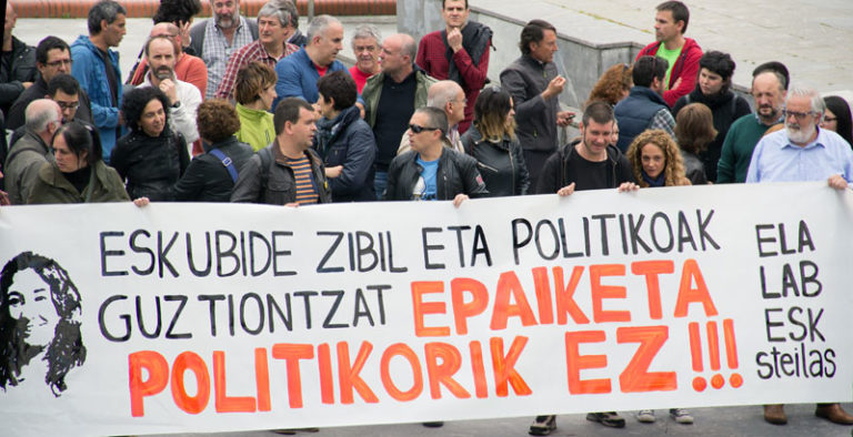 Sindikatuek babesa erakutsi diote Erika Bilbaori epaiketa politiko berri baten aurrean
