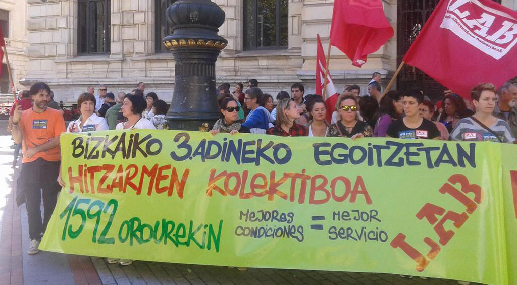 Reivindicando condiciones laborales y convenios dignos junto a los educadores del Guggenheim y las trabajadoras de lasa residencias de la tercera edad.