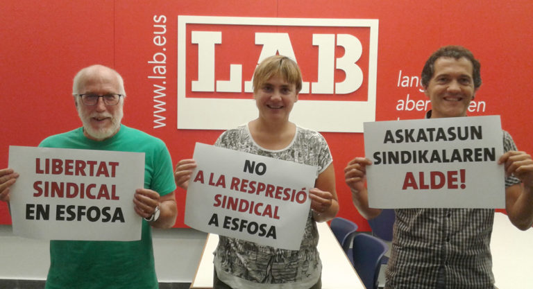 LABek babes eta elkartasuna guztia bidaltzen die Herrialde Katalanetako Esfosa enpresako COSeko kideei