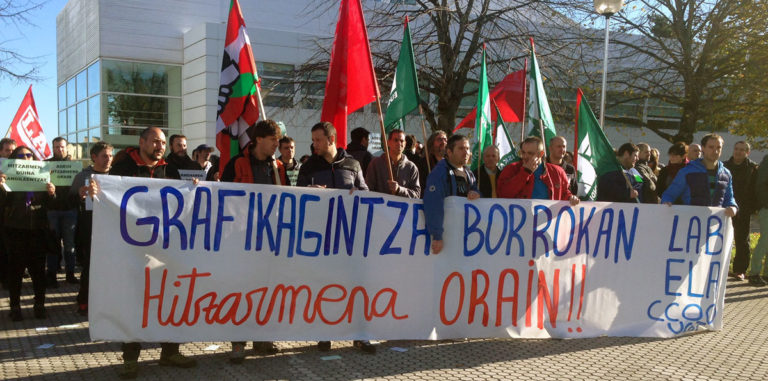 Hitzarmenaren aldeko greba arrakastatsua izan da gaur Gipuzkoako grafikagintzan