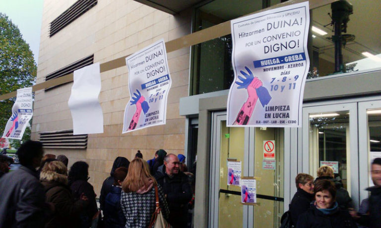 Greban dira EHU eta Bigarren Hezkuntzako azpikontratako garbitasuneko langileak
