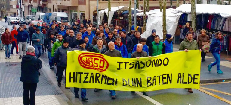 Jaso Industrialeko langileek manifestazioa egin dute hitzarmen duinaren alde