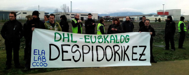 Gaixotasun baja hartzeagatik Aguraingo DHL EUSKAL LOG enpresako langile bat kaleratu dute