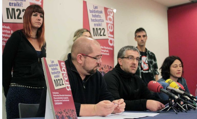 LAB, STEILAS eta ELA sindikatuok grebara deitzen dugu martxoak 22an unibertsitatez kanpoko hezkuntza publikoan
