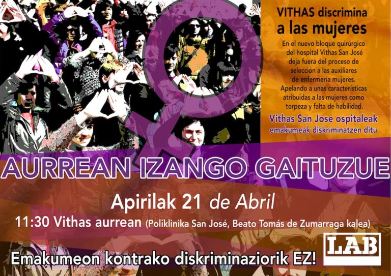 Vithas San Jose ospitalearen jarrera diskriminatzailea salatuko dugu apirilaren 21ean