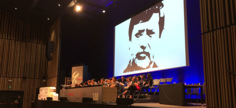 Imagen de Rafa Diez, proyectada en el 9. Congreso Nacional de LAB.