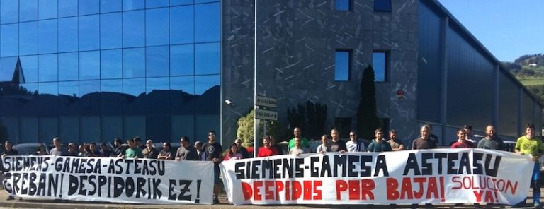 Amplio seguimiento en la huelga de Siemens-Gamesa en Asteasu