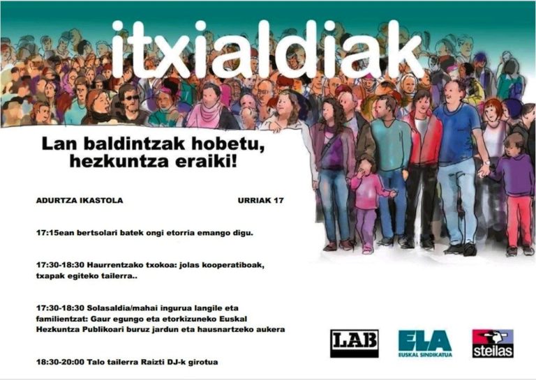 Itxialdiak egingo ditugu «Lan baldintzak hobetu, hezkuntza eraiki!» lelopean