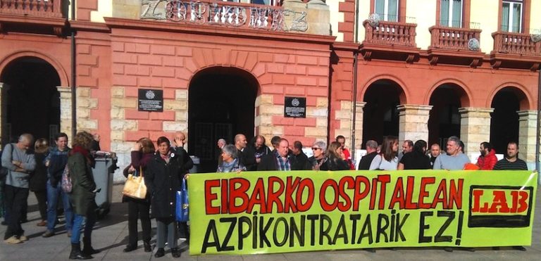 Eibarko ospitale berrian azpikontrataziorik ez dugula onartuko ohartarazi dugu