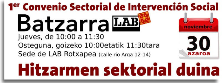 Hemos convocado una asamblea para luchar en Nafarroa por un convenio sectorial de Intervención Social digno