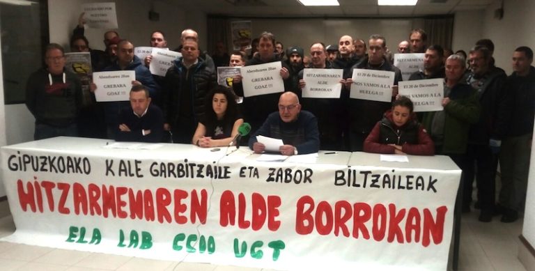 Greba mugagabera deitu ditugu Gipuzkoako garbiketa eta zabor bilketa arloko langileak