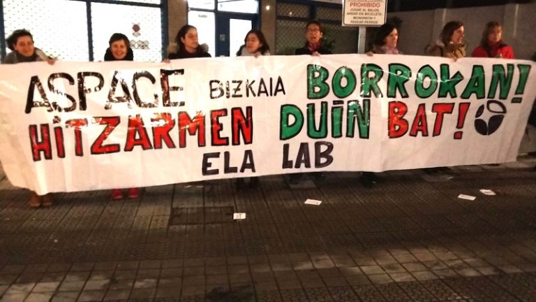 Hitzarmen duin baten alde irten dira kalera Bizkaiko Aspaceko langileak