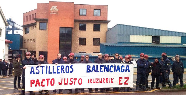 La plantilla de Astilleros Balenciaga de Zumaia empieza a hacer paros en defensa del pacto de empresa