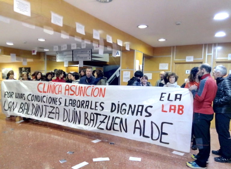 La Asuncion klinikako langileek lanuzteekin jarraitzen dute