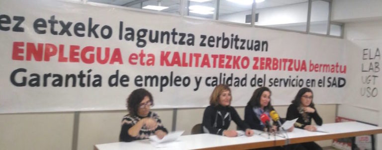 Convocan paros parciales en el sector de ayuda a domicilio de Bizkaia