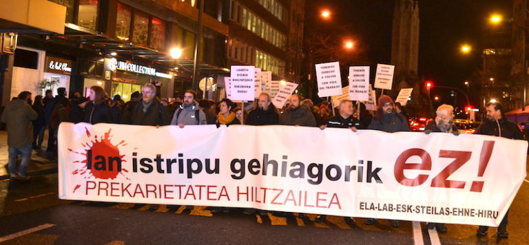 Bilboko kaleak hartu ditugu, lan heriotzen aurrean «nahikoa dela esateko»