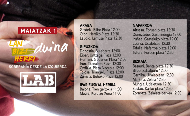 Eskualdez eskualde mobilizatuko gara Maiatzaren Lehenean