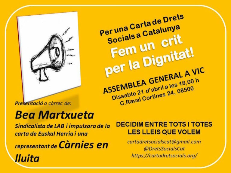 Euskal Herriko Eskubide Sozialen Karta balioan jarriko dugu Katalunian