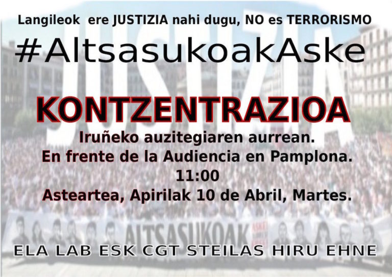 Altsasuko gazteen aurkako epaiketa salatuko dugu bihar Iruñean