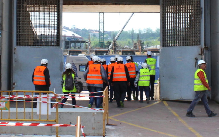 Trabajadoras y trabajadores de las obras de Anoeta.