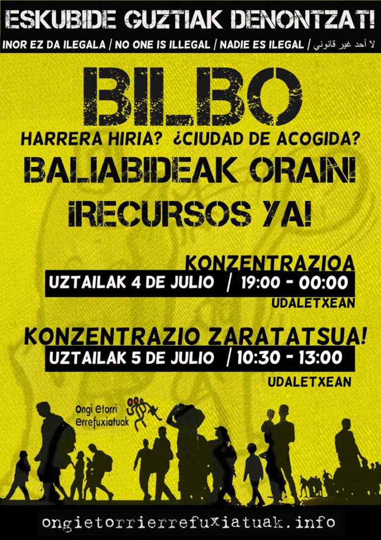 Bilbao no es una Ciudad de Acogida y el Ayuntamiento no tiene ninguna voluntad para afrontar esta realidad