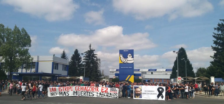 Gasteizko Michelinen gertatutako azken lan heriotza salatu dute langileek