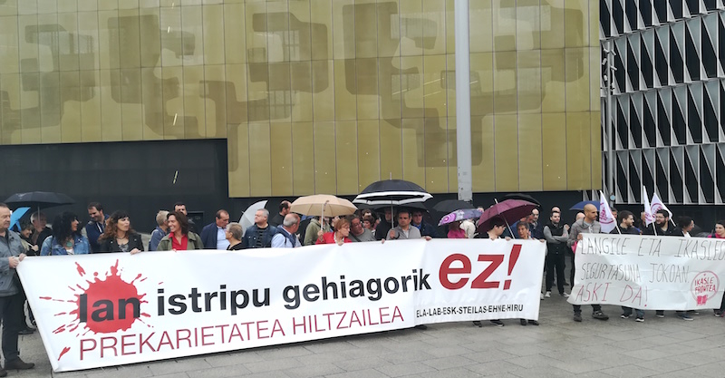 Protesta realizada en mayo para denunciar la muerte sucedida en la Escuela de Ingeniería de Bilbao.