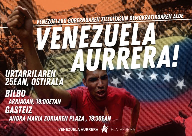 Elkarretaratzeak antolatu ditu Venezuela Aurrera plataformak