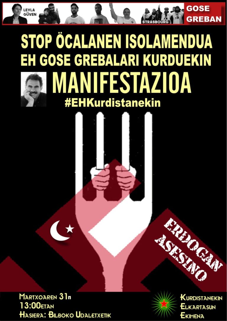 El Comité de Solidaridad con el Kurdistan llama a manifestarse el domingo en Bilbo