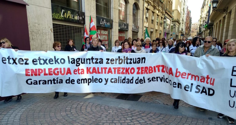 Las trabajadoras del Servicio de Ayuda a Domicilio de Bizkaia vuelven a la huelga en favor de un convenio digno